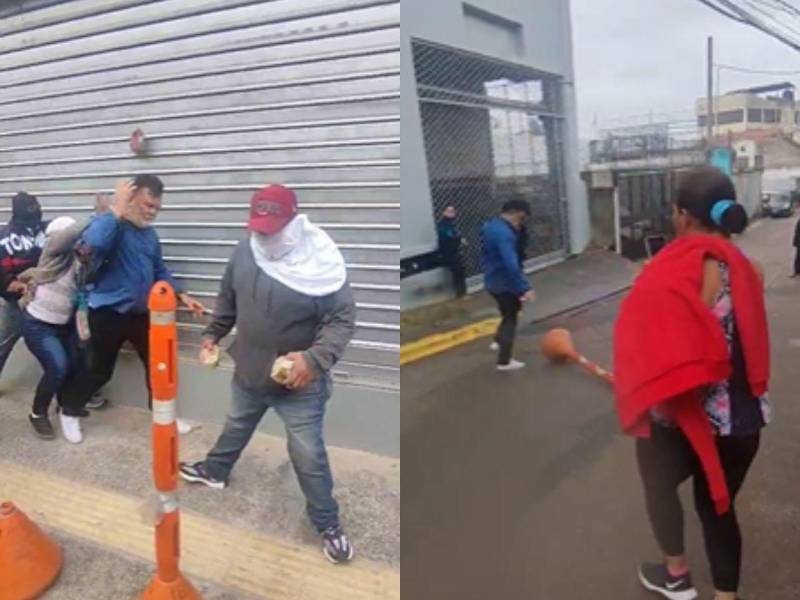 Momento cuando agreden a Rolando Contreras afuera del CNE