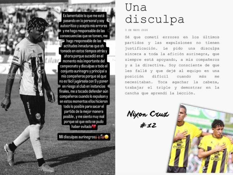 Los mensajes de ambos jugadores tras ser expulsados en el derbi ante Marathón.