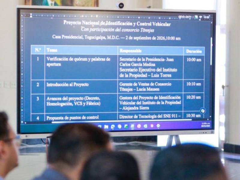 Gobierno contempla que los primeros lectores móviles llegarán en octubre y se prevé que en noviembre comenzará la instalación de equipos para puntos de control y la entrega de las primeras placas fabricadas en Honduras.