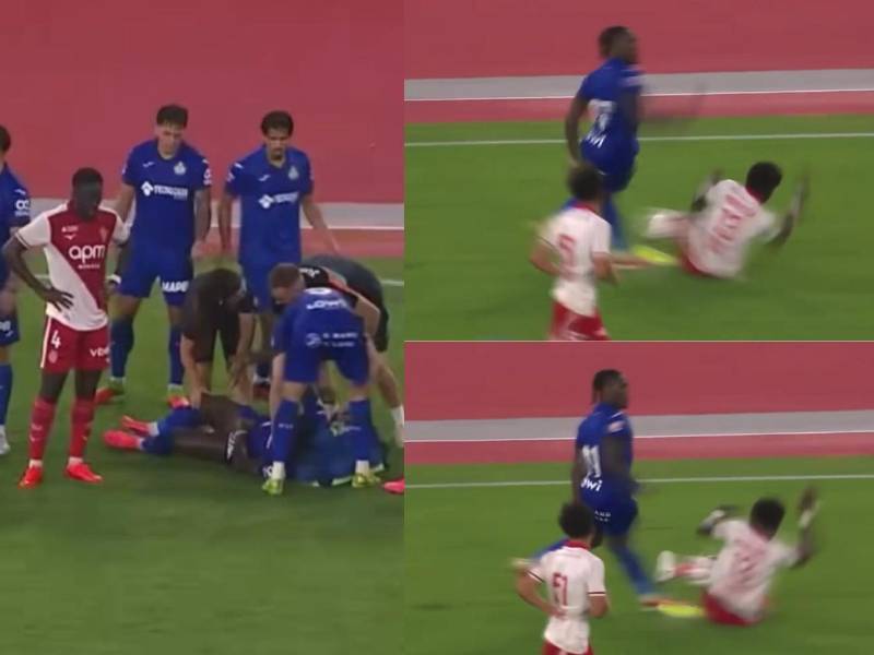 Christantus Uche sufrió una dura entrada en el duelo amistoso ante el Mónaco.