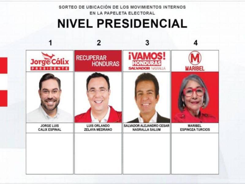 Así quedó la papeleta presidencial del Partido Liberal.