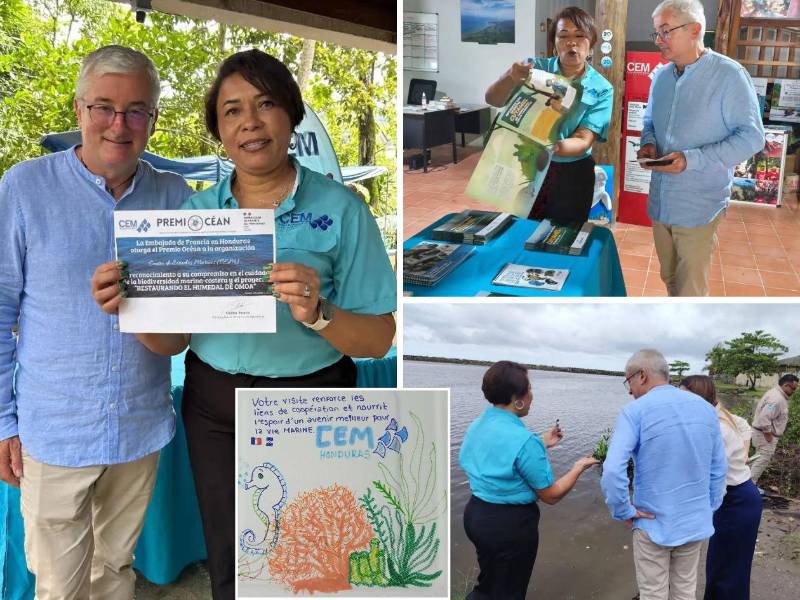 El Premio Océano de la Embajada de Francia en Honduras reconoce al trabajo dirigido por el CEM en Coyumel/Omoa con la recuperación de la Laguna del Centeno a través la plantación de mas de 37 000 propágulos de manglares y la lucha contra el macro y micro plástico