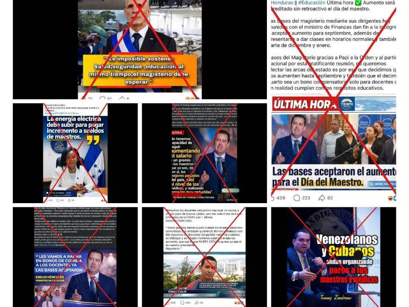 Collage con imágenes de publicaciones verificadas por LA PRENSA Verifica.