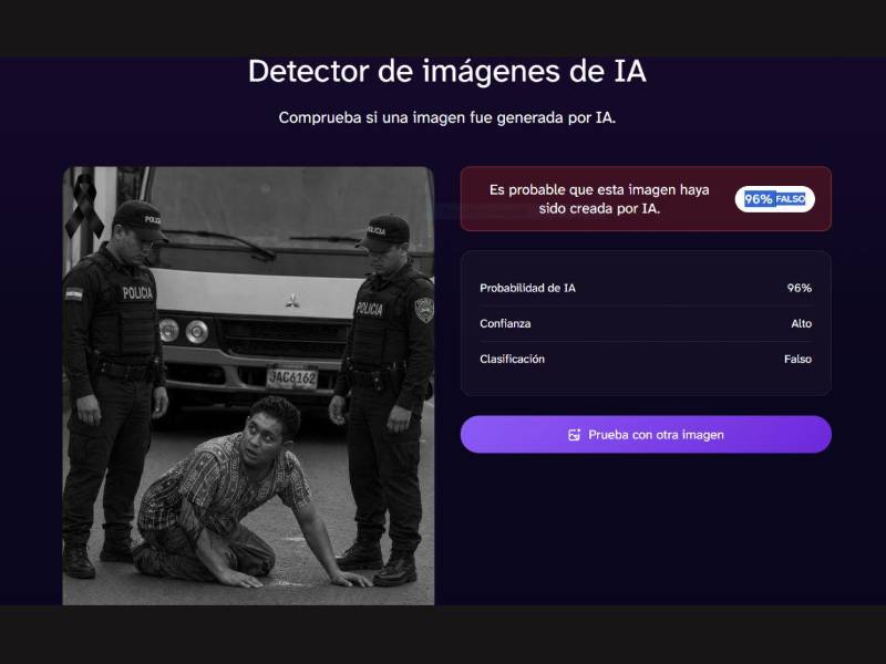 Captura de pantalla a los resultados de DeepIA sobre el análisis de la imagen