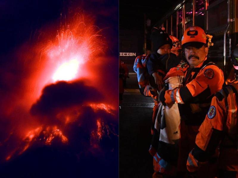 Las autoridades de protección civil de Guatemala evacuaron este martes a al menos dos aldeas por el aumento de las erupciones del volcán de Fuego, ubicado en el centro del país centroamericano. Fotografías: EFE