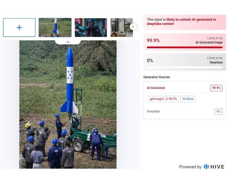 Captura de pantalla a los resultados de Hive Moderation sobre el análisis del video.