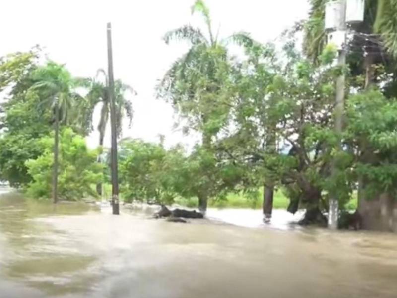Calles inundadas del Sector Ticamaya la mañana de este martes 11 de noviembre.