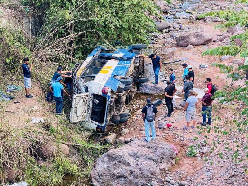 Vista del volcamiento en Comayagua.