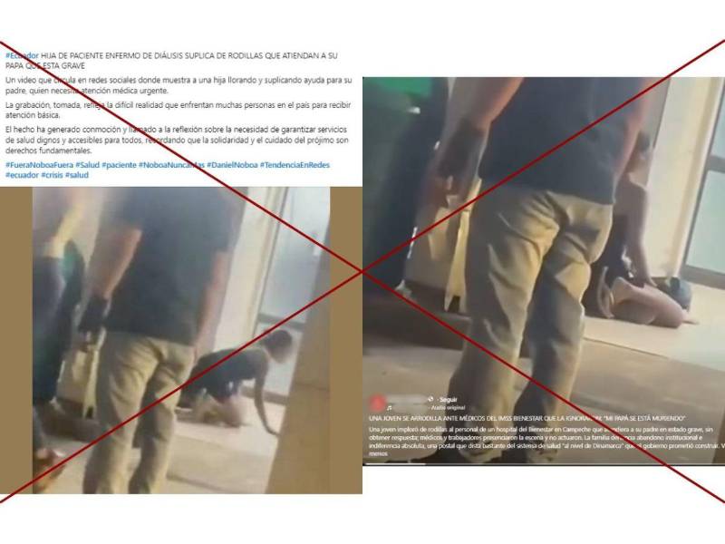 Captura de pantalla a publicaciones virales en Facebook que circulan en México y Ecuador.