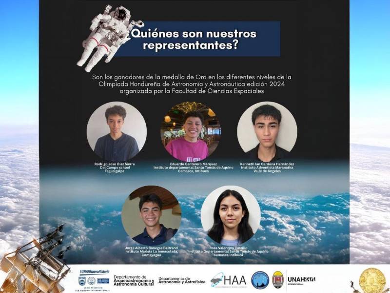 Los cinco representantes hondureños son medallistas de oro en la Olimpiada Hondureña de Astronomía y Astronáutica edición 2024.
