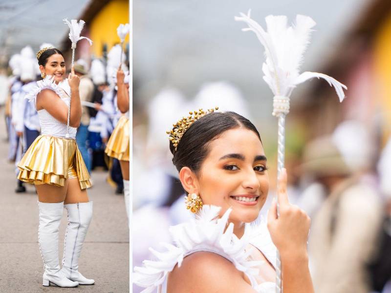 La belleza de su juventuda se mezclan con el azul y blanco que simboliza a Honduras y que vuelven a dominar las calles de Comayagua durante las celebraciones patrias, donde estudiantes y familias se unen alrededor de una tradición que pasa de generación en generación.