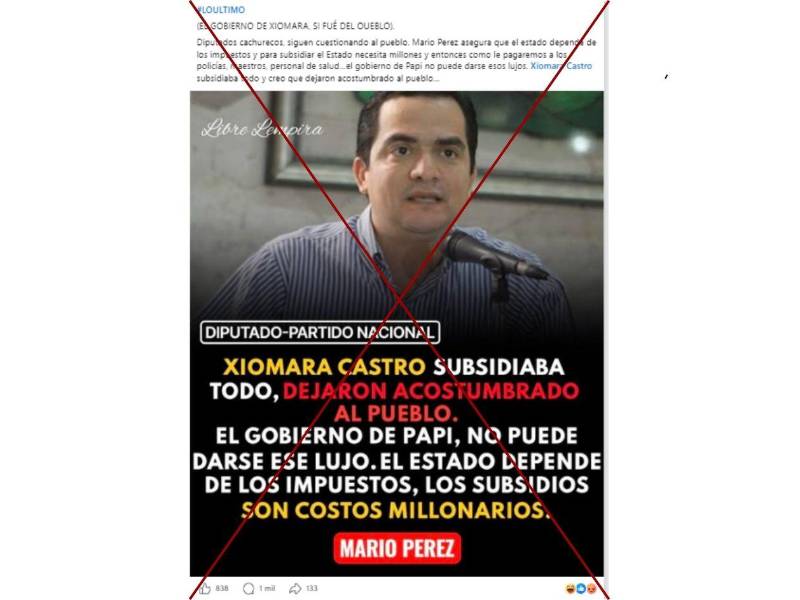 Captura de pantalla a una publicación de Facebook hecha el 14 de abril de 2026.