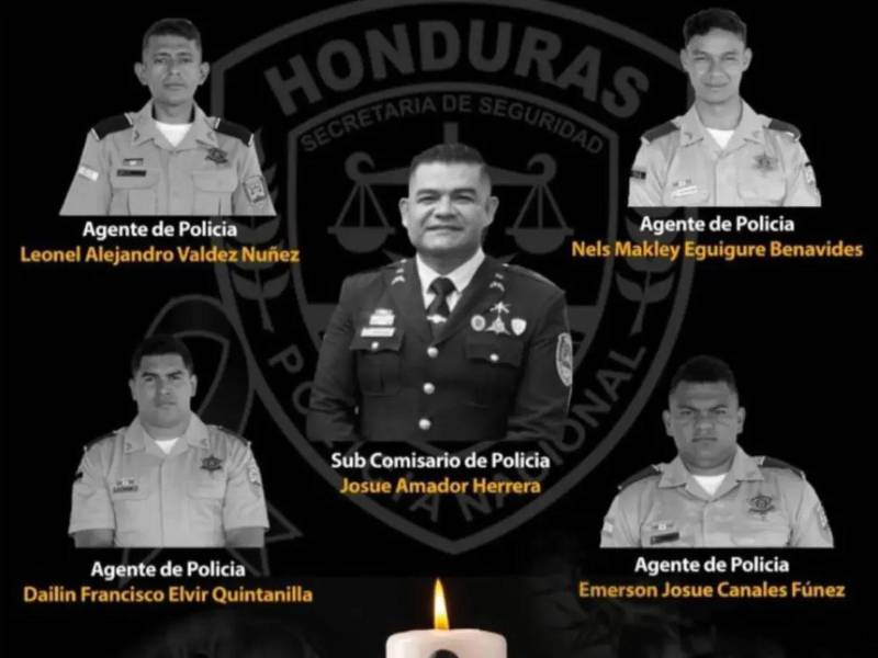 El subcomisario Lester Josué Amador Herrera y los agentes Dailin Francisco Elvir Quintanilla, Leonel Alejandro Valdez Núñez, Nels Makley Eguigure Benavides y Emerson Josué Canales Fúnez fueron asesinados el 21 de mayo de 2026 en Corinto, Omoa, Cortés.