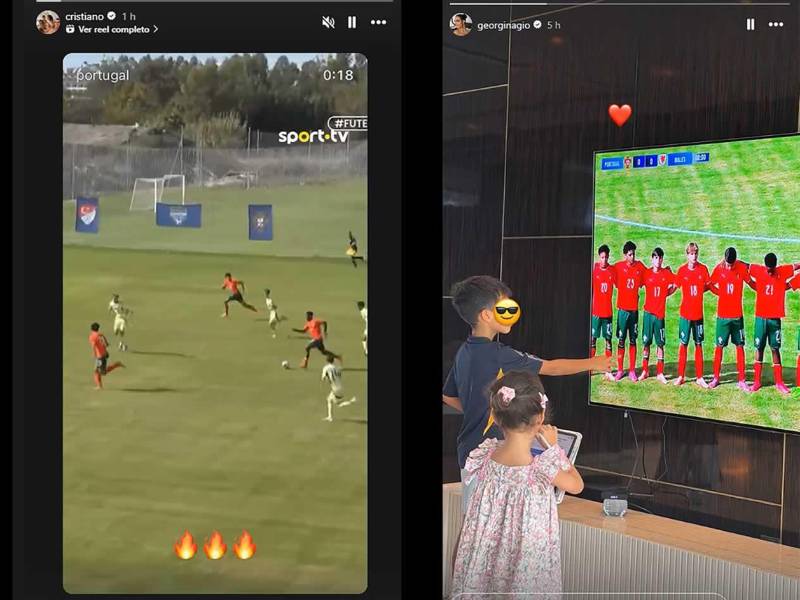 Cristiano Ronaldo y Georgina Rodríguez se mostraron felices por el gol de CR Jr.