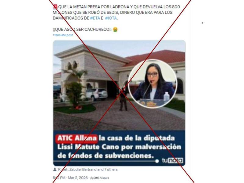 Captura de pantalla a una publicación de X hecha el 3 de marzo de 2026.