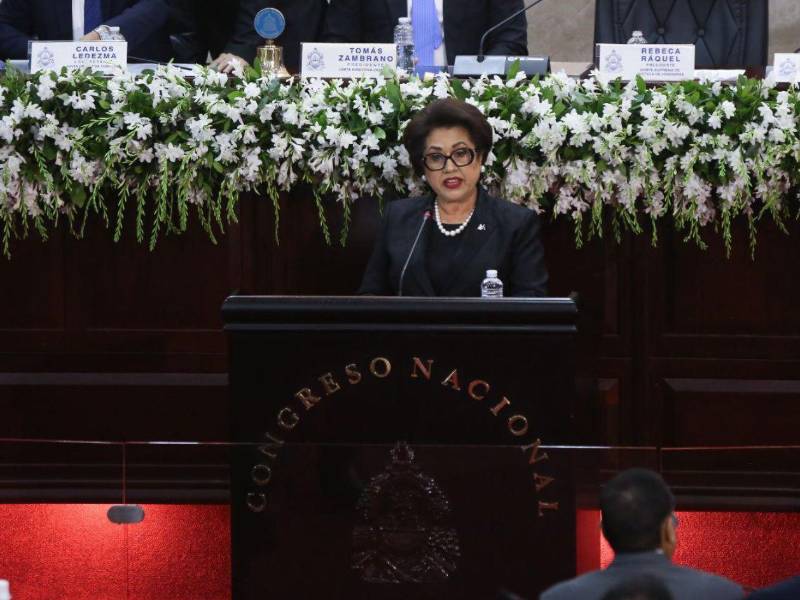 Rebeca Ráquel Obando, presidenta del Poder Judicial, estuvo presente el pasado 25 de enero en la instalación de la primera legislatura en el Congreso Nacional.