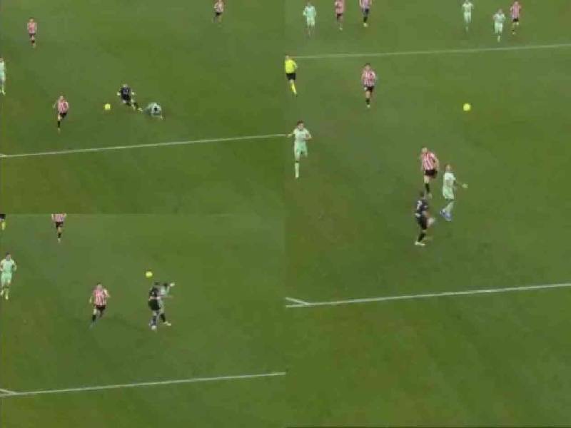 El choque entre Arriaga y Unai en la recta final del partido.