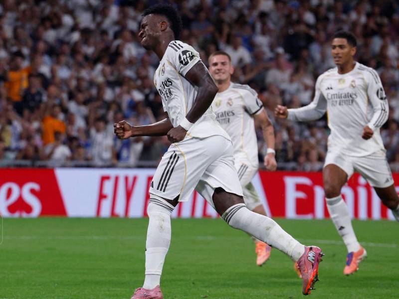 Vinícius celebrando su segundo gol.