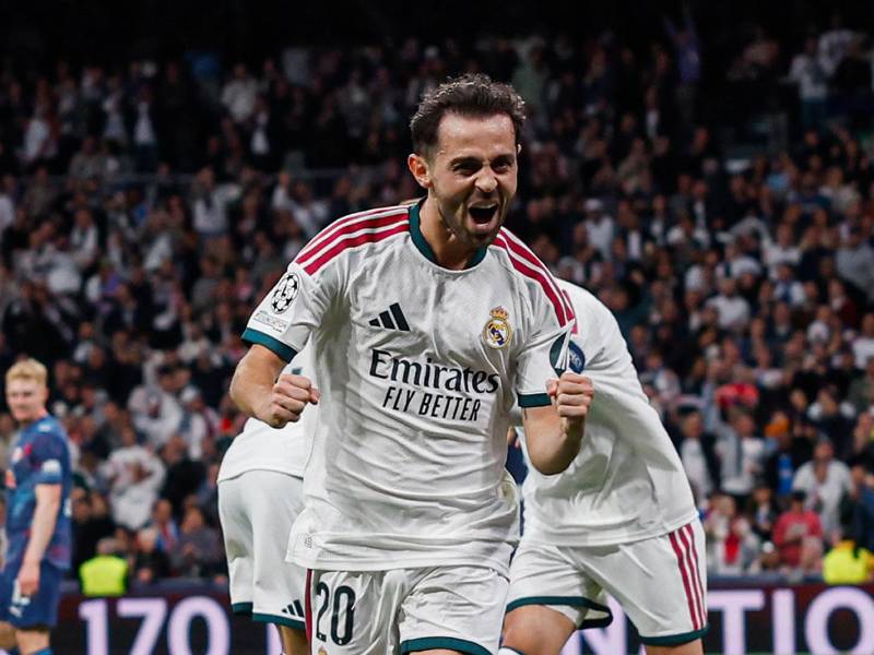 Bernardo Silva marcó el primer gol del Real Madird en el partido contra el RB Leipzig en la tercera jornada de la UEFA Champions League.