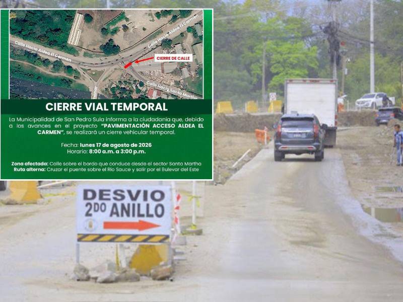 Por los trabajos justamente en la rotonda que construyen se realizará el cierre desde las 8:00 am hasta las 3:00 pm.
