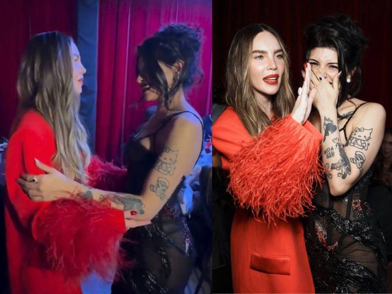Belinda y Cazzu se dieron un abrazo y posaron felices para el lente de la prensa.