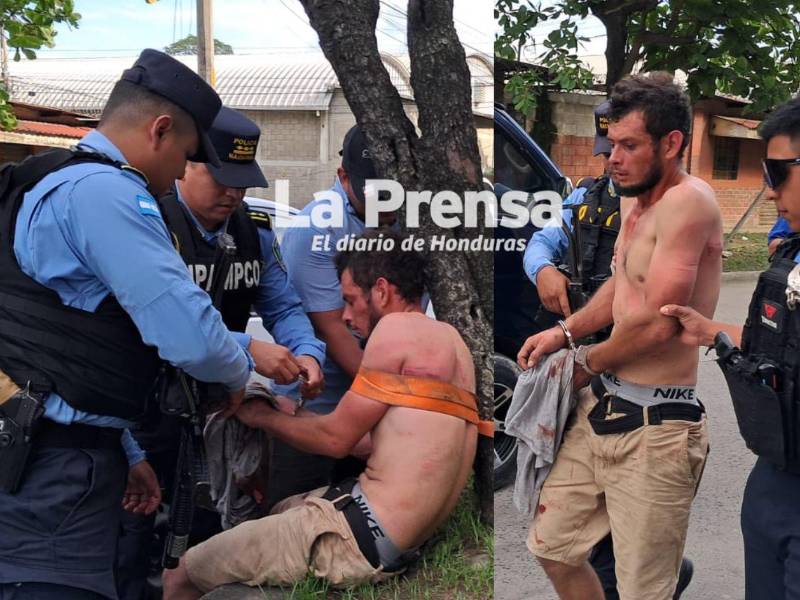 A este sujeto se le ocurrió asaltar a una mujer en el parque central de San Pedro Sula y los planes no le salieron como esperaba.