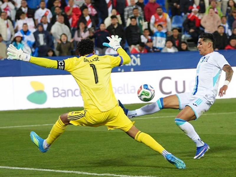 Luis Palma eludió al portero peruano Pedro Gallese y anotó su gol.