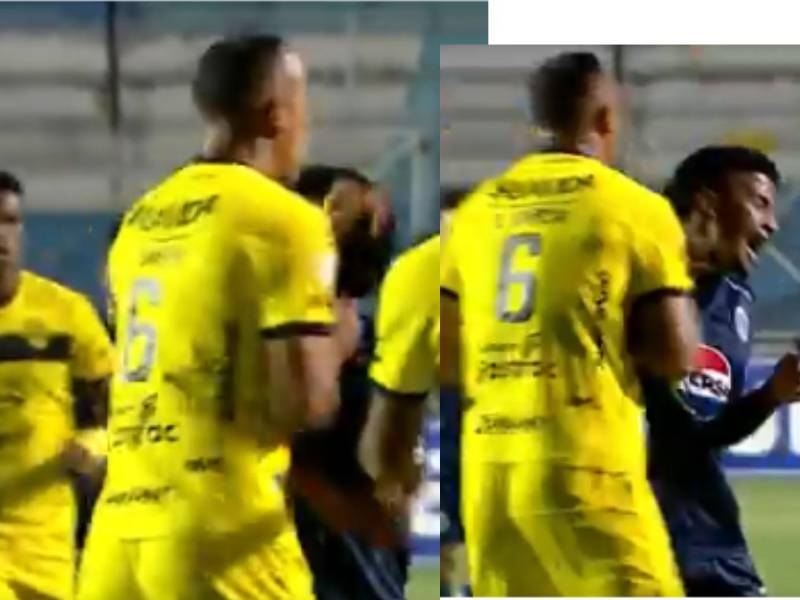 La agresión de Devron García al futbolista de Motagua Jorge Serrano.