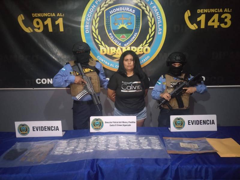 La detenida tiene 31 años de edad. Fue presentada en la Dipampco de San Pedro Sula.