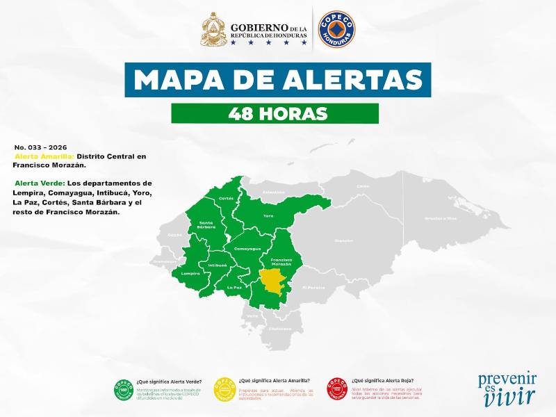 Comunicado de la Secretaría de Estado en los Despachos de Gestión de Riesgos y Contingencias Nacionales (Copeco).