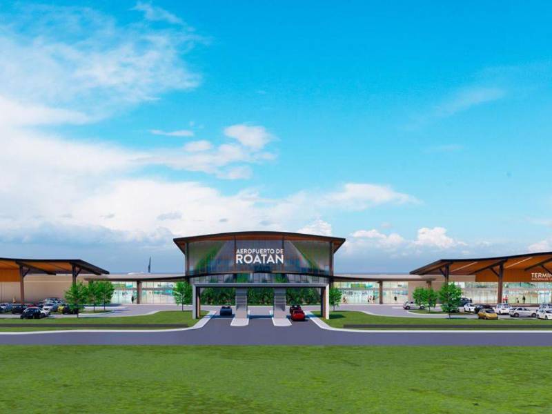 Render de cómo se verá el aeropuerto de Roatán una vez concluyan las remodelaciones.