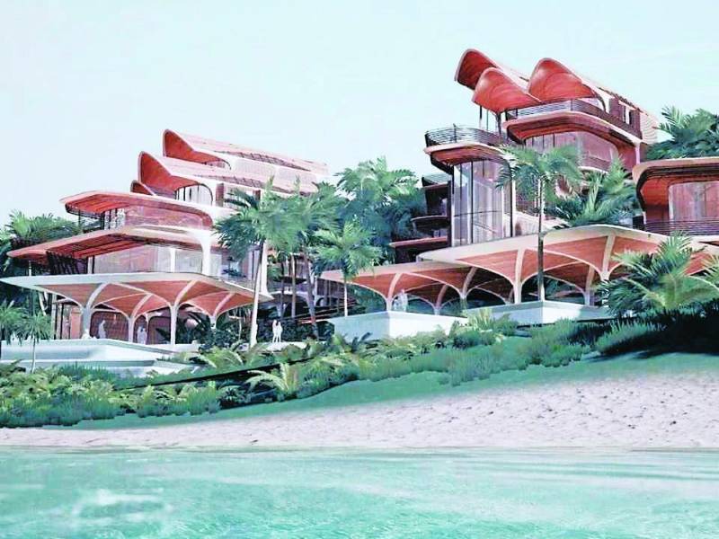 Renderización de la zona de empleos y desarrollo económico Próspera que se construye en Roatán, Islas de la Bahía.