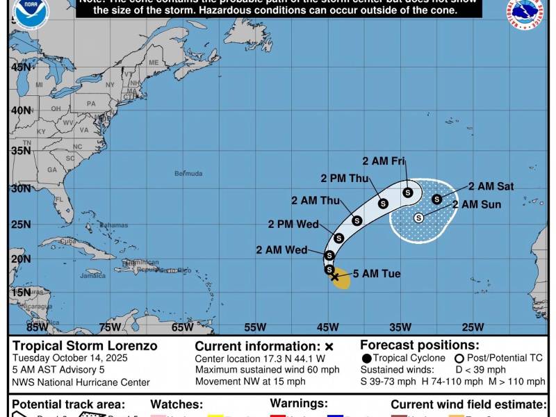 Tormenta tropical Lorenzo: a dónde se dirige