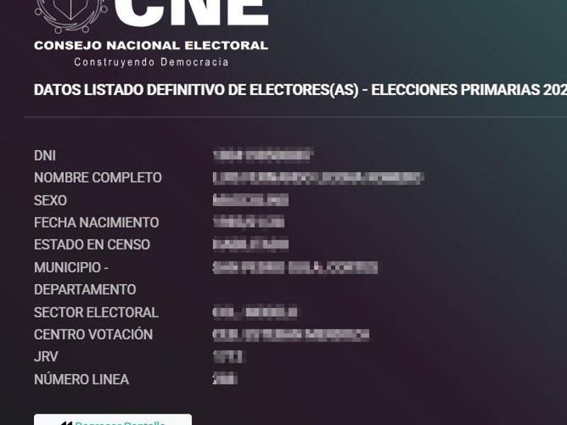 Toda información que aparece en el listado definitivo de electores.