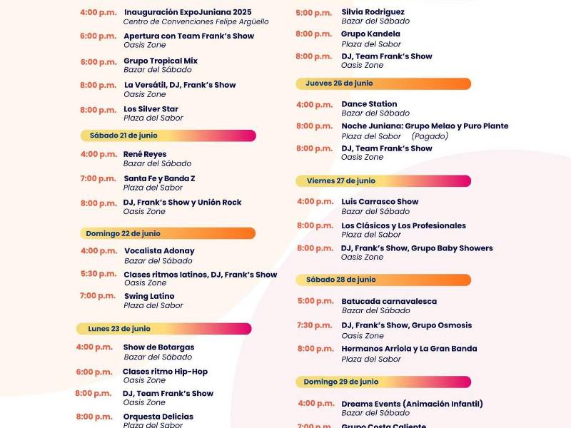 Esta es la agenda de la Expo Juniana.