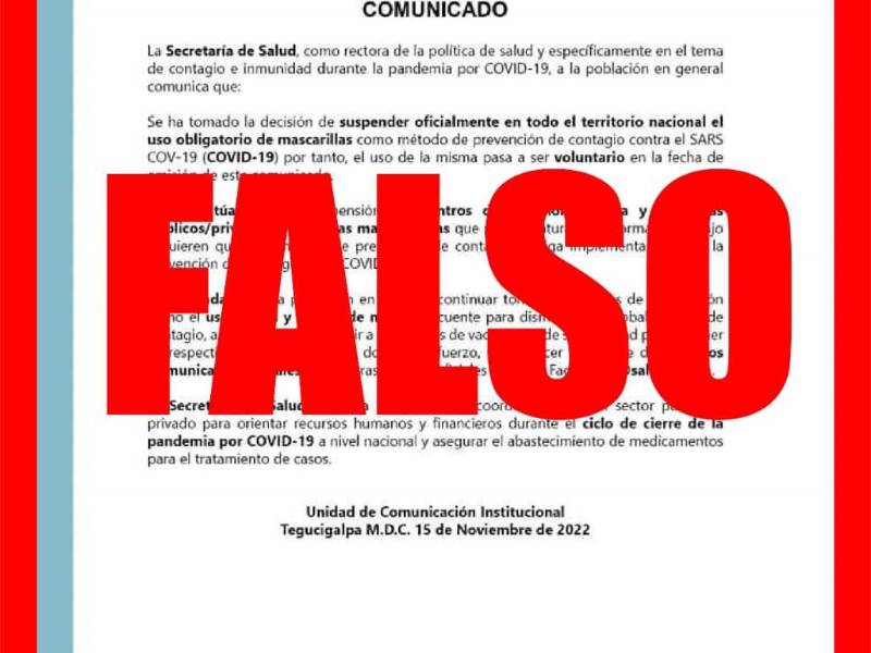 La Secretaría de Salud mencionó que envió un borrador al Congreso Nacional para derogar la ley del uso de mascarilla en Honduras.