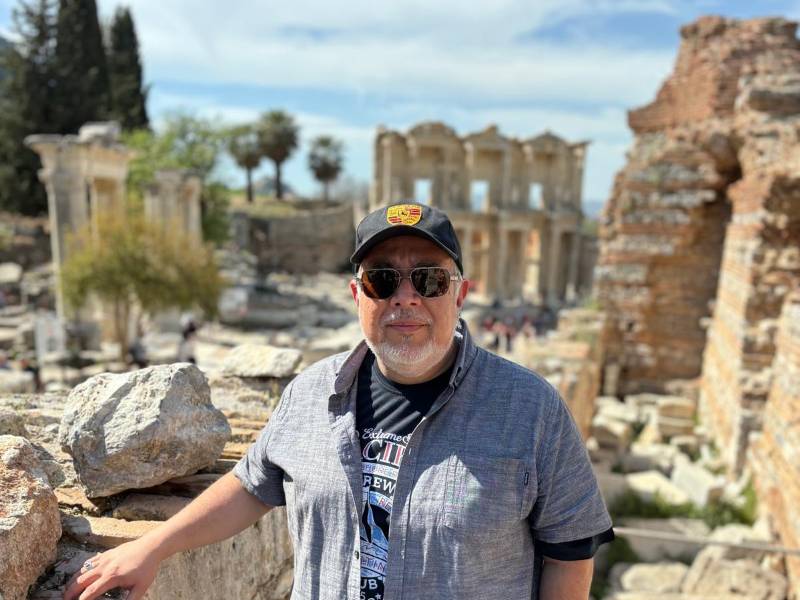 El hondureño Óscar Merlo en uno de sus viajes.