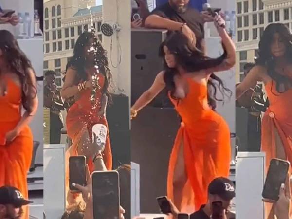 Cardi B en el momento que lanzó el micrófono.