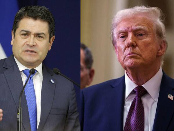 A la izquierda, el expresidente de Honduras, Juan Orlando Hernández (2014-2022); a la derecha, Donald Trump, presidente de Estados Unidos por segunda vez.