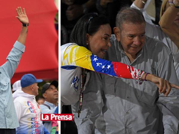 “¡Yo voy a mi gallo Nico!”, “¡Edmundo presidente!”: miles de seguidores del presidente de <b>Venezuela</b>, Nicolás Maduro, y de la oposición desbordaron este jueves Caracas para el cierre de la campaña de las elecciones de este domingo, observadas con preocupación por la región.