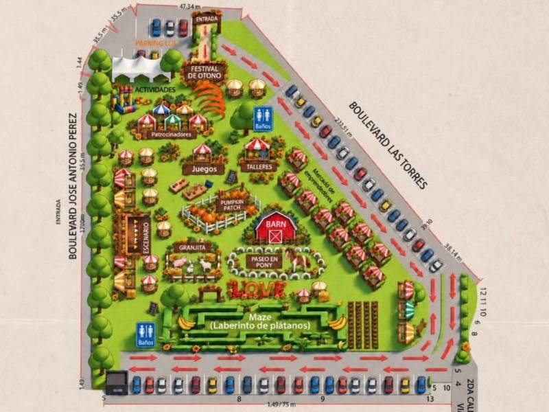 Mapa del lugar donde se realizará el evento durante las tres jornadas.