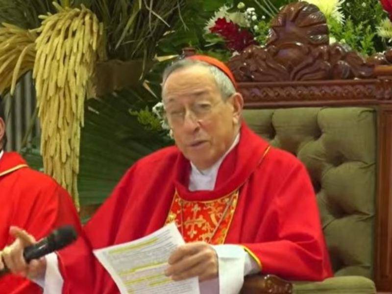 El cardenal emérito Óscar Andrés Rodríguez Maradiaga pronunció la homilía del Domingo de Ramos en la Basílica Menor de Suyapa.