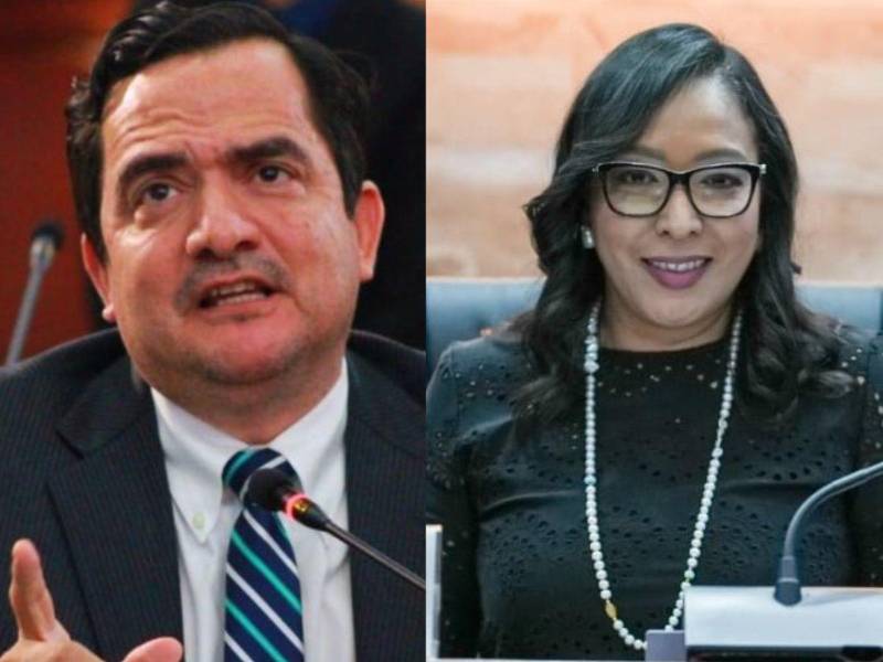 Mario Pérez, diputado por Santa Bárbara y presidente de la Comisión de Presupuesto, y Lissi Matute Cano, vicepresidenta del Congreso Nacional y diputada por Francisco Morazán.