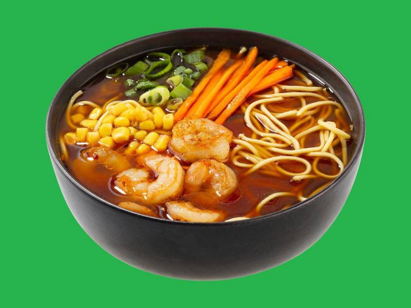 Ramen con camarones.