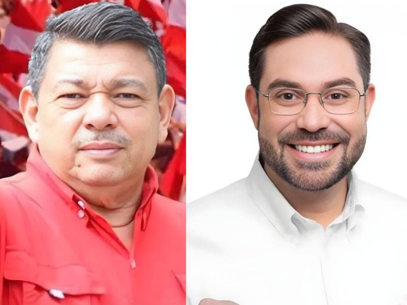 <b>Samuel García</b>, candidato a diputado por el Partido Liberal (PL) en el departamento de Olancho, y el diputado liberal Jorge Cálix.