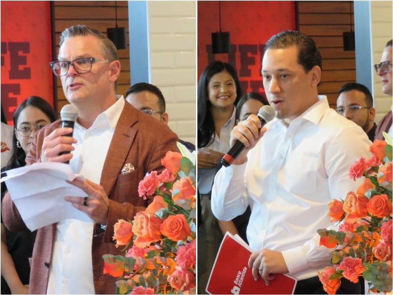 Thomas Talarico, CEO de BLT; y Carlos Mendoza, Vicepresidente Regional Banco Atlántida.