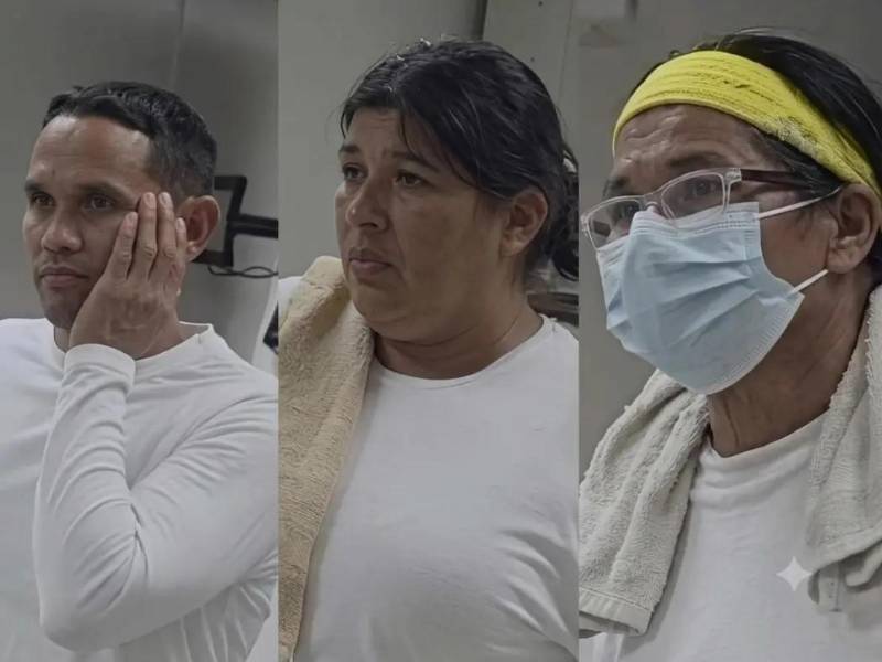 Edwin Noel Ávila, Delmira Gutiérrez Bonilla y Rosa Yadira Cortés Gutiérrez durante el juicio en la Sala II del Tribunal de Sentencia de San Pedro Sula.
