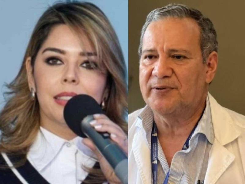 María Antonieta Mejía, designada presidencial, y Samuel Santos, presidente del Colegio Médico de Honduras (CMH).