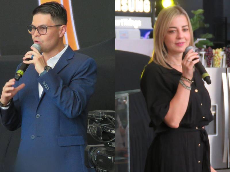 Luis Palma, gerente comercial de Whirlpool; y Ana María Briz, gerente de Trade Marketing CAM de Whirlpool.