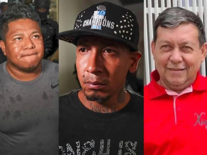 Erlin Margarito Escoto y Aníbal Josué Aguilar están en prisión por el asesinato de Óscar Bustillo Oseguera, derecha, candidato a diputado por el partido Libre.